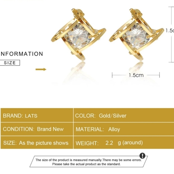 SOLD SOLD Gold Diamond Stud Earrings - Picture 4 of 4